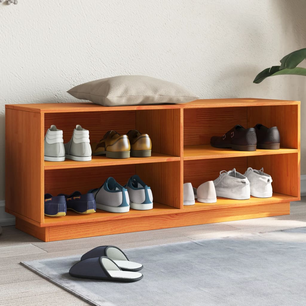 Tone Shoe Bench Grained Old Walnut 4 Open Compartments