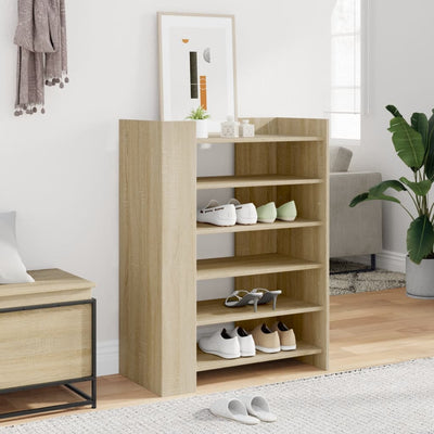 Tone Shoe Rack Grained Old Walnut 5 Open Compartments