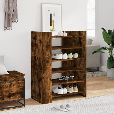 Tone Shoe Rack Grained Old Walnut 5 Open Compartments