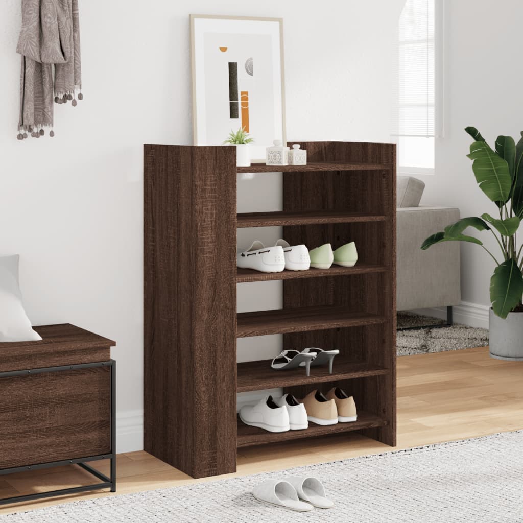 Tone Shoe Rack Grained Old Walnut 5 Open Compartments