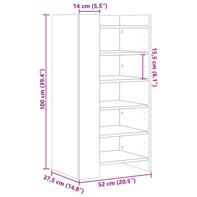 Shoe Cabinet Old, Hand-Finished Wood Tall 5 Drawers