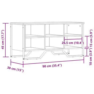 Shoe Bench Old, Hand-Finished Wood Wide & Deep 6 Compartments
