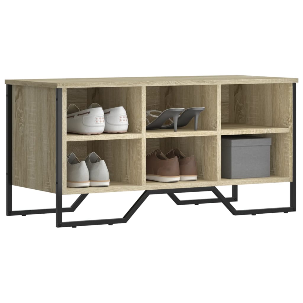 Shoe Bench Old, Hand-Finished Wood Wide & Deep 6 Compartments