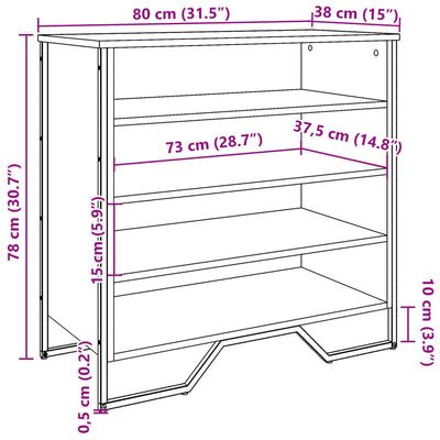 Shoe Bench Old, Hand-Finished Wood Wide & Deep 4 Compartments