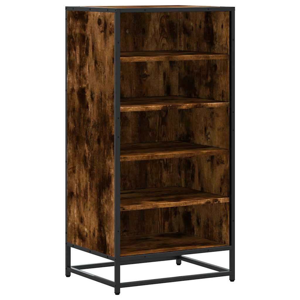 Flow Shoe Rack Grained Old Oak & Metal 5 Compartments
