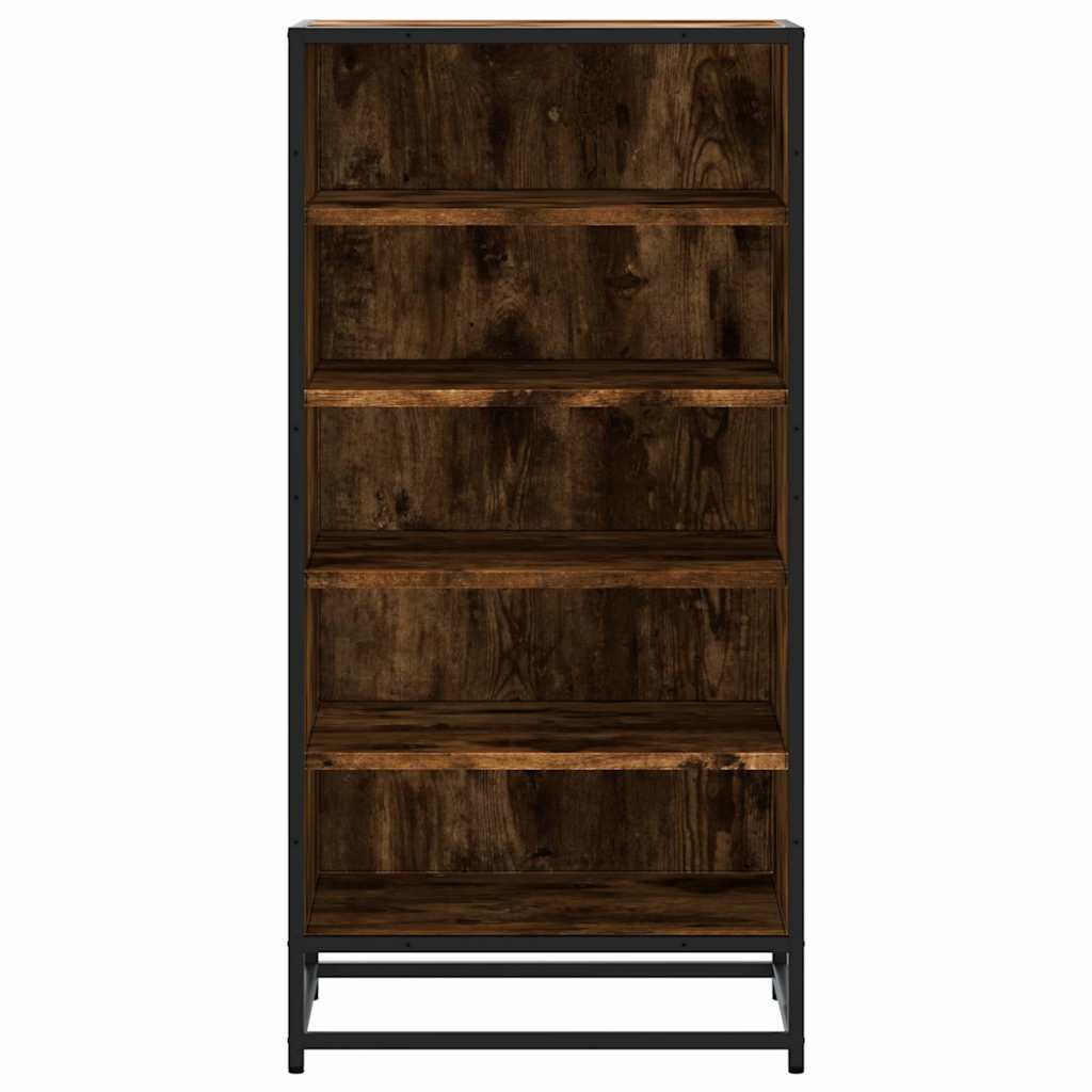 Flow Shoe Rack Grained Old Oak & Metal 5 Compartments
