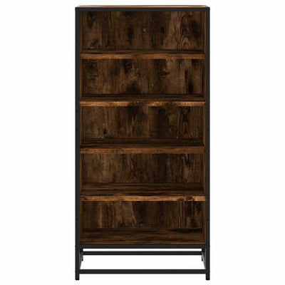 Flow Shoe Rack Grained Old Oak & Metal 5 Compartments