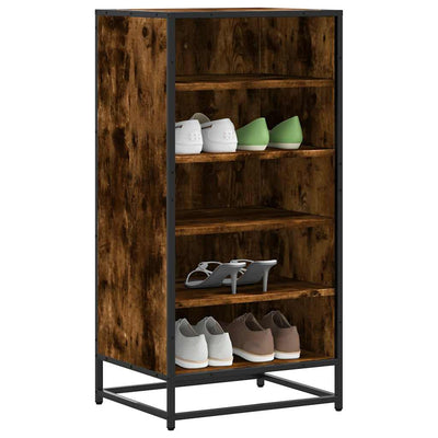 Flow Shoe Rack Grained Old Oak & Metal 5 Compartments