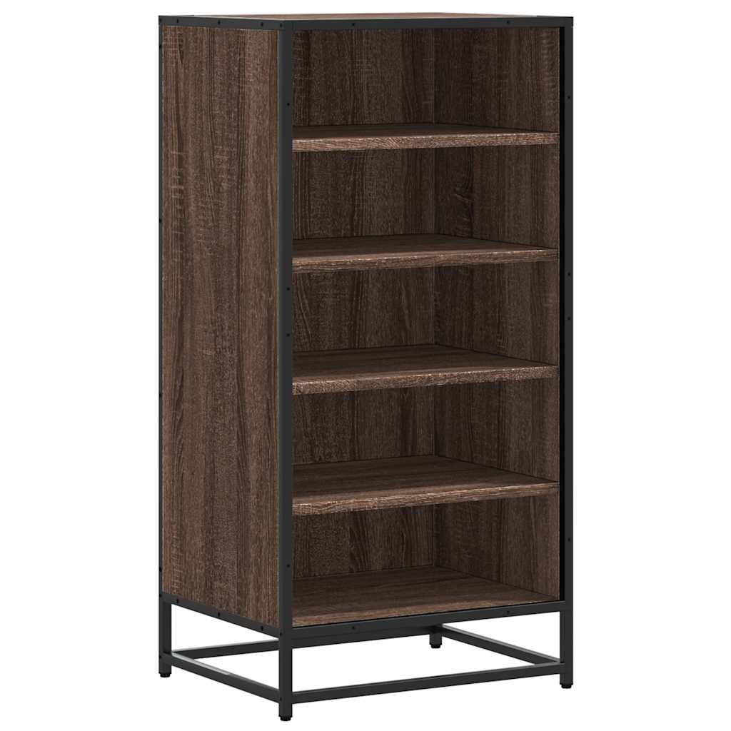 Flow Shoe Rack Grained Old Oak & Metal 5 Compartments