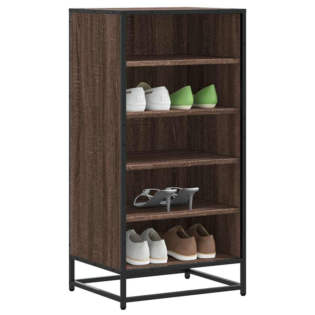Flow Shoe Rack Grained Old Oak & Metal 5 Compartments