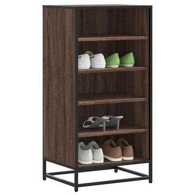 Flow Shoe Rack Grained Old Oak & Metal 5 Compartments