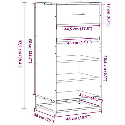 Shoe Bench Old, Hand-Finished Wood Tall 5 Compartments