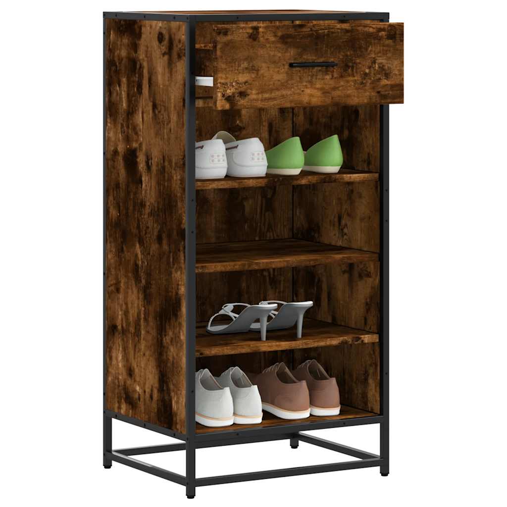Shoe Bench Old, Hand-Finished Wood Tall 5 Compartments