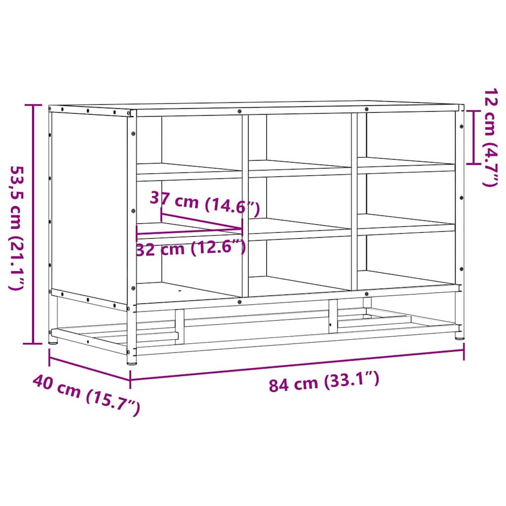 Shoe Bench Old, Hand-Finished Wood Wide & Deep 9 Compartments
