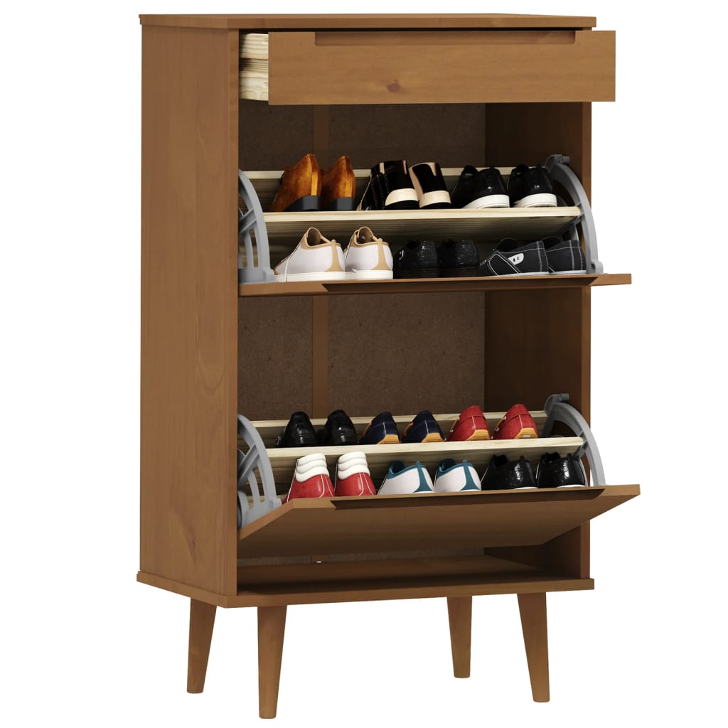 3 Drawers Natural Pine Wood Shoe Cabinet Medium