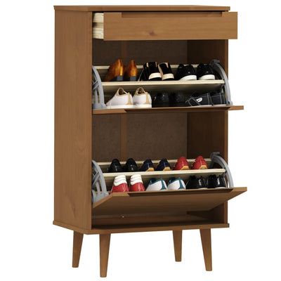 3 Drawers Natural Pine Wood Shoe Cabinet Medium