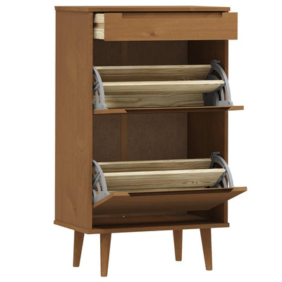 3 Drawers Natural Pine Wood Shoe Cabinet Medium