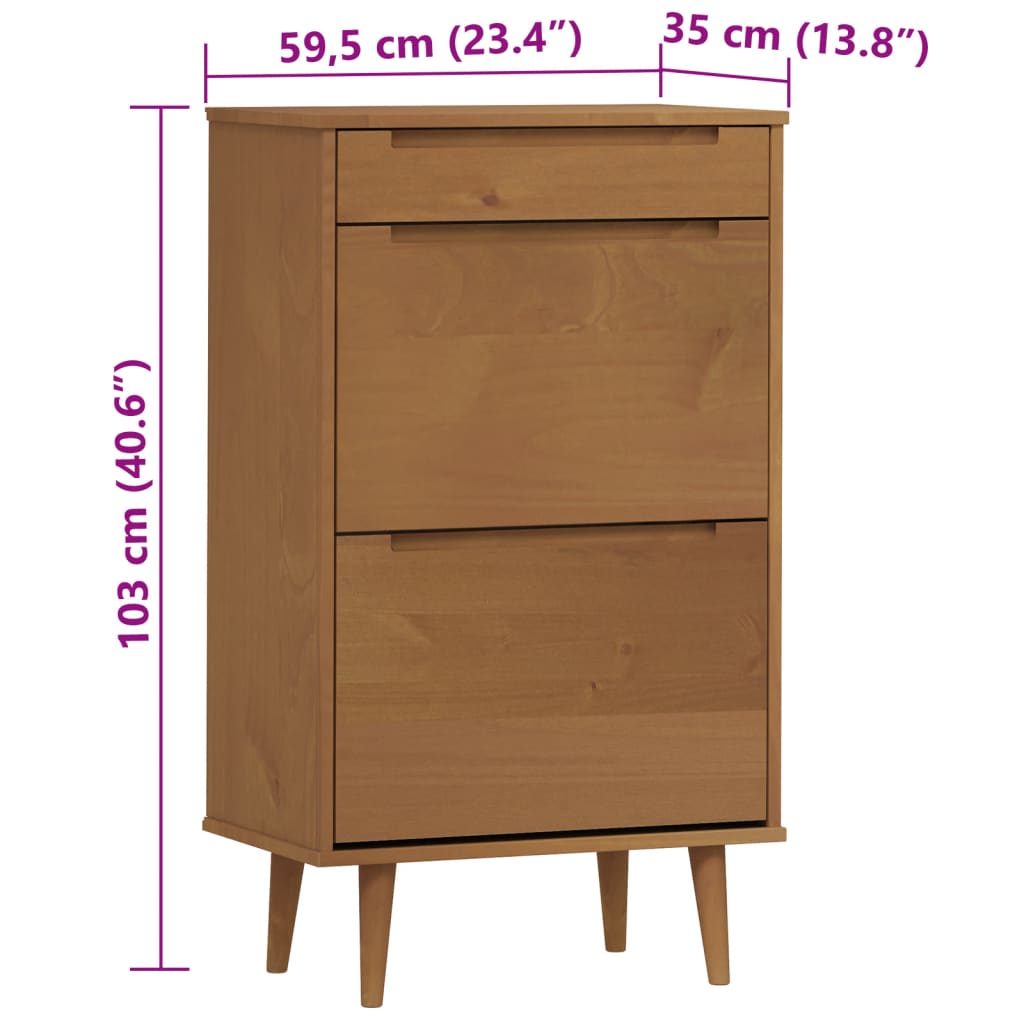 3 Drawers Natural Pine Wood Shoe Cabinet Medium
