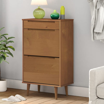 3 Drawers Natural Pine Wood Shoe Cabinet Medium