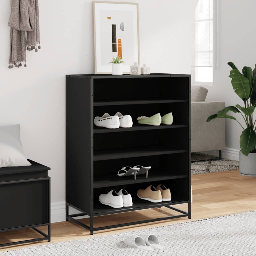 5-Tier Shoe Rack Smoked Wood Medium