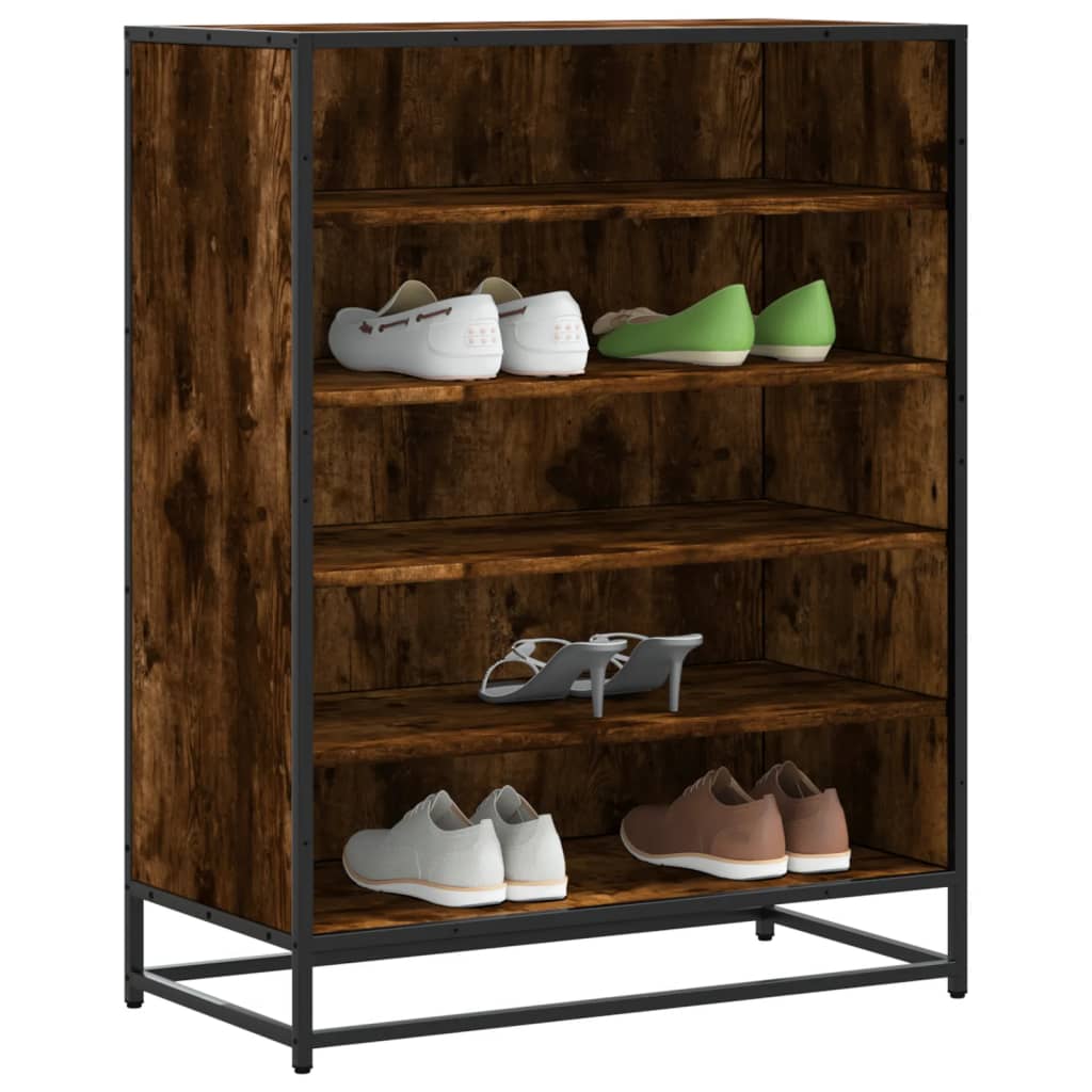 5-Tier Shoe Rack Smoked Wood Medium