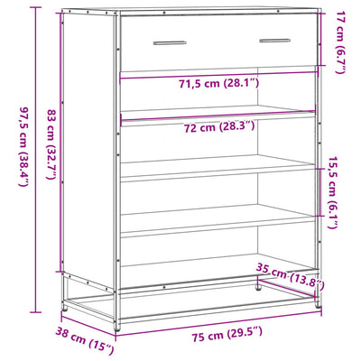 6 Cabinets Natural Oak Shoe Cabinet Medium