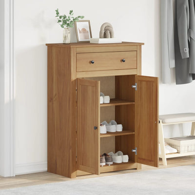 2 Drawers & 2 Compartments Natural Pine Wood Shoe Cabinet Medium