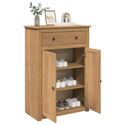 2 Drawers & 2 Compartments Natural Pine Wood Shoe Cabinet Medium