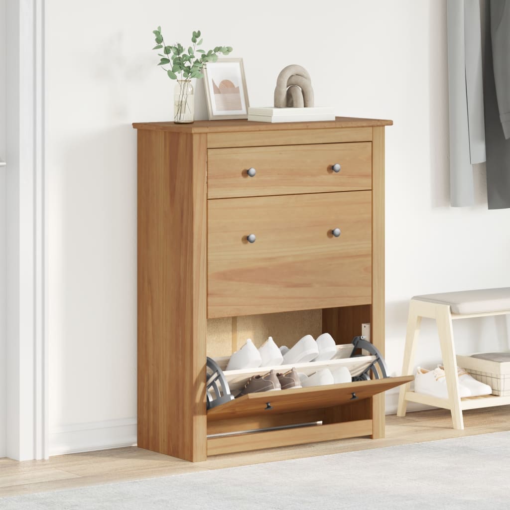 3 Drawers Natural Pine Wood Shoe Cabinet Medium