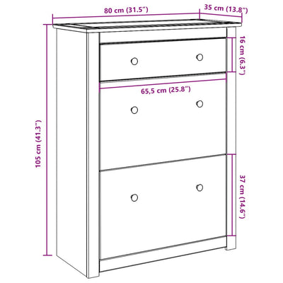 3 Drawers Natural Pine Wood Shoe Cabinet Medium