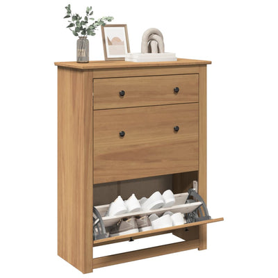 3 Drawers Natural Pine Wood Shoe Cabinet Medium