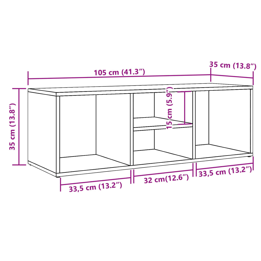 Flow Shoe Bench Old Wood 4 Compartments Wide & Low