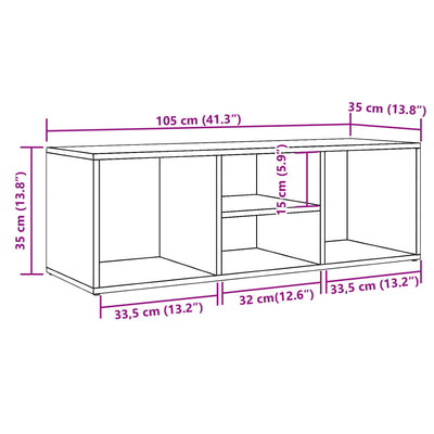Flow Shoe Bench Old Wood 4 Compartments Wide & Low