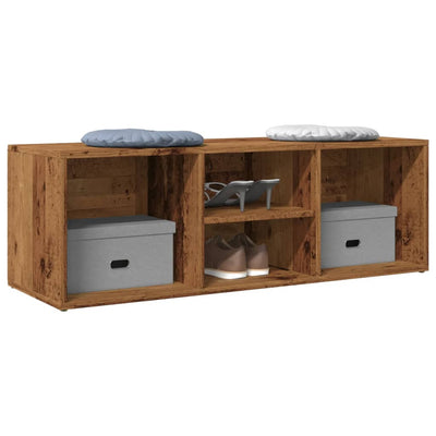 Flow Shoe Bench Old Wood 4 Compartments Wide & Low