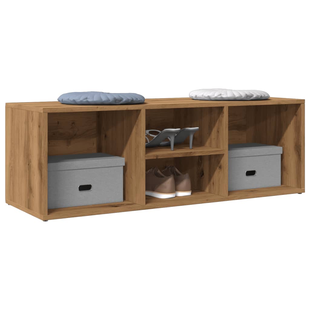 Flow Shoe Bench Old Wood 4 Compartments Wide & Low
