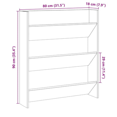 Tone Wall-Mounted Flow Shoe Cabinet Old Pine Medium 3 Vertical Drawers