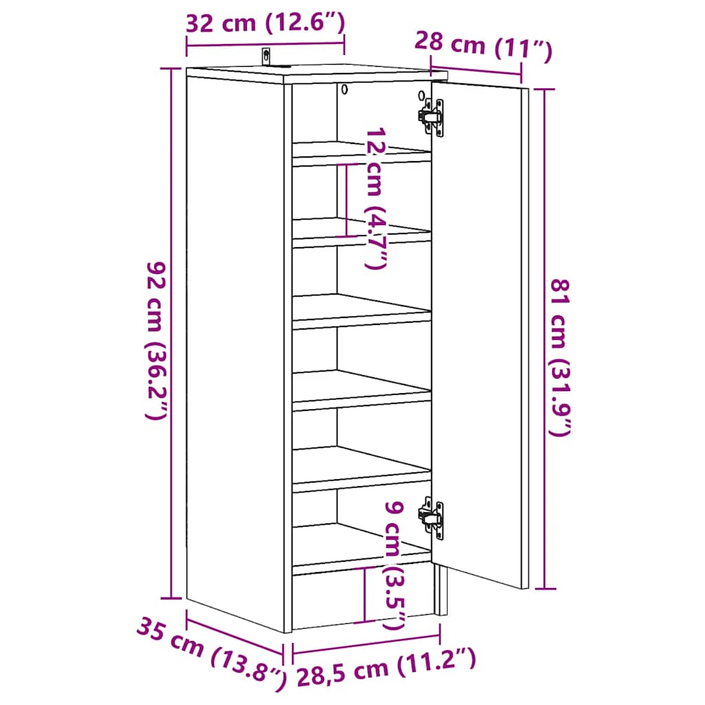 Shoe Cabinet Old, Aritsan Wood Tall 1 Section