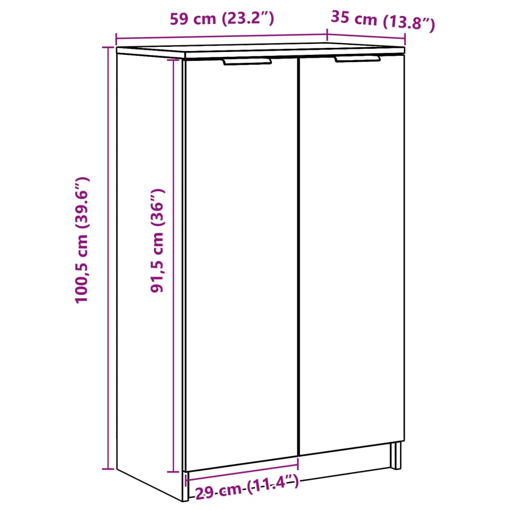 Shoe Cabinet Old, Aritsan Wood Medium 2 Sections