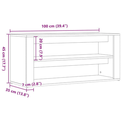 Shoe Rack White Glazed Oak Wide & Long