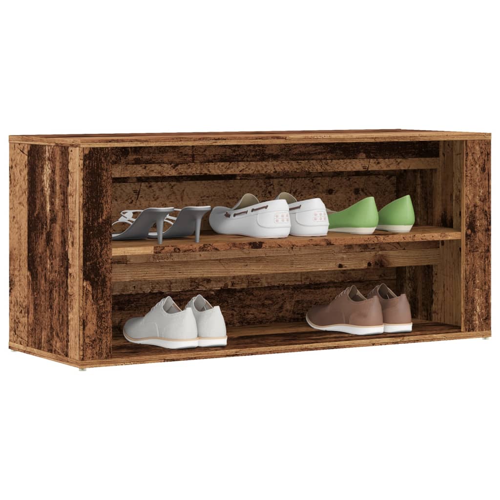 Shoe Rack White Glazed Oak Wide & Long