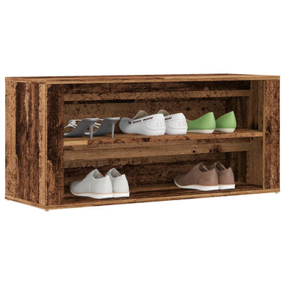 Shoe Rack White Glazed Oak Wide & Long