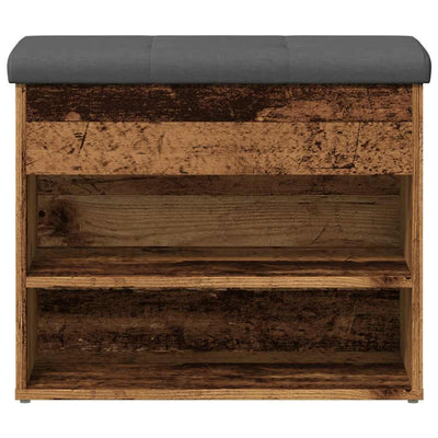 Shoe Bench Old Grained Wood 2 Compartments Small