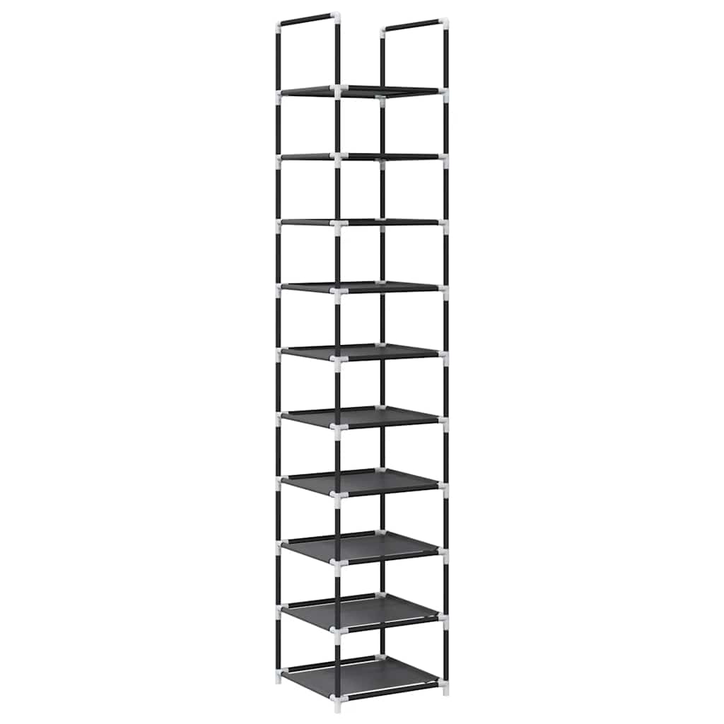 Gray Fabric 10 Compartments Shoe Rack