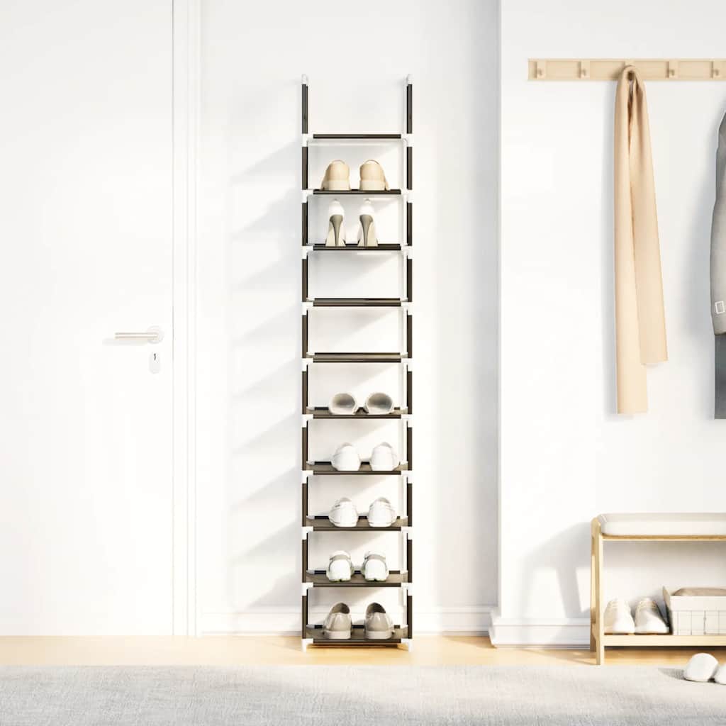 Gray Fabric 10 Compartments Shoe Rack
