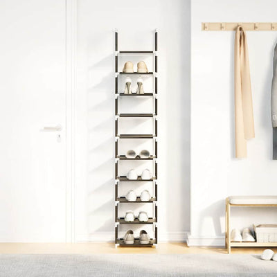 Gray Fabric 10 Compartments Shoe Rack