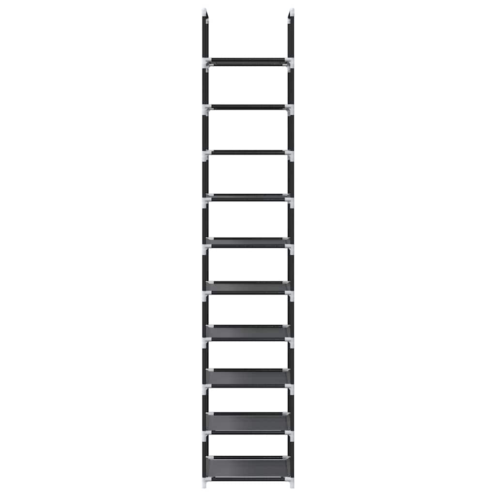 Gray Fabric 10 Compartments Shoe Rack