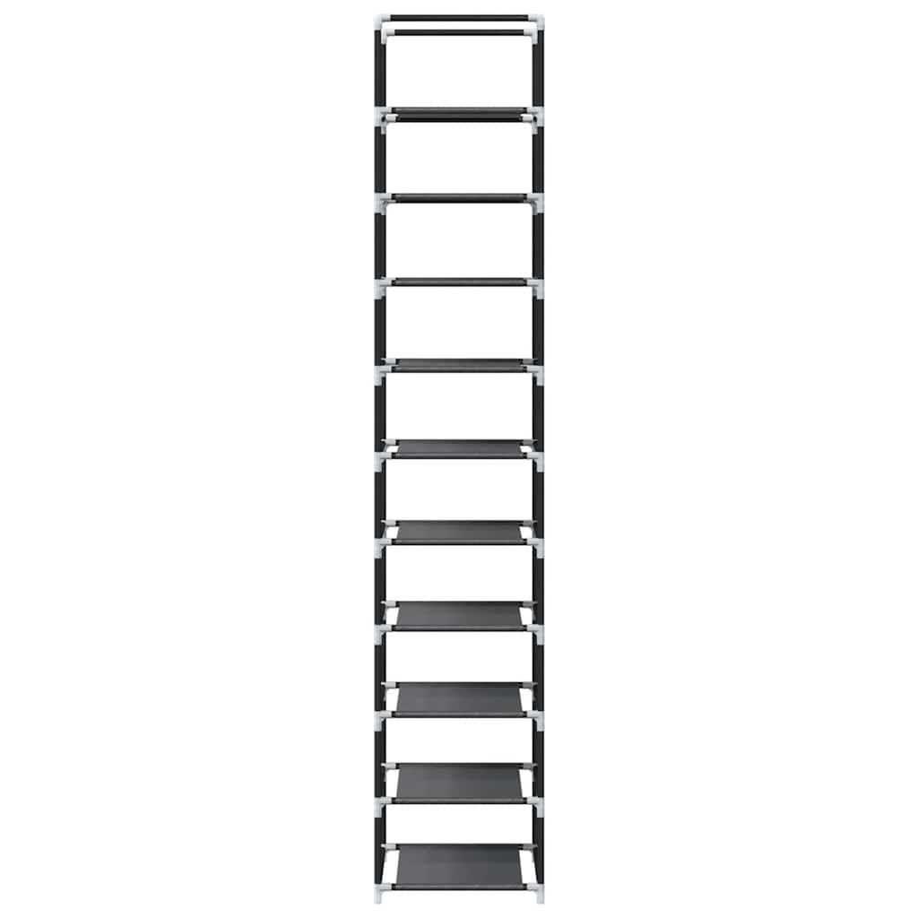 Gray Fabric 10 Compartments Shoe Rack