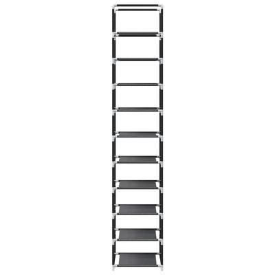 Gray Fabric 10 Compartments Shoe Rack