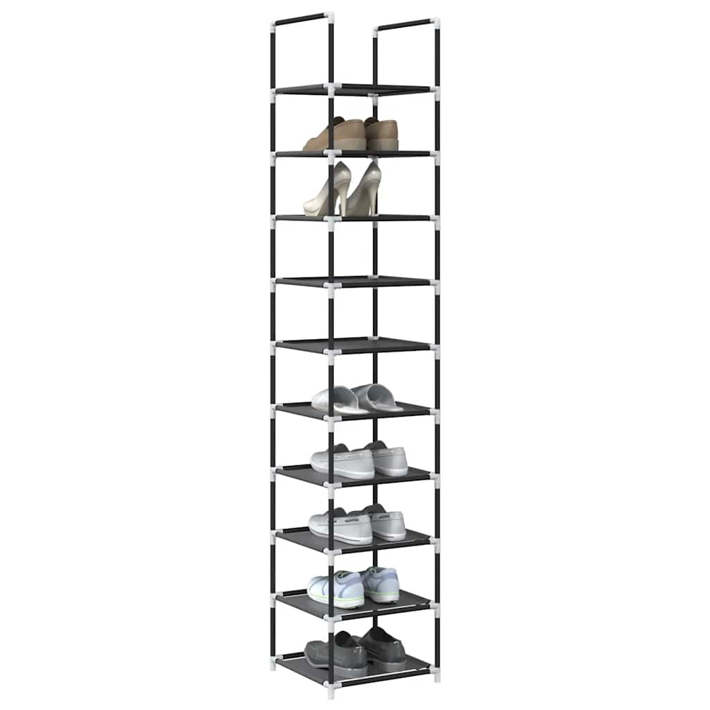 Gray Fabric 10 Compartments Shoe Rack