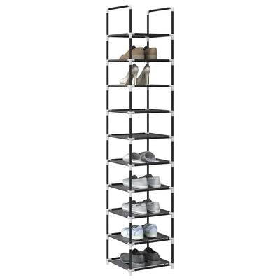 Gray Fabric 10 Compartments Shoe Rack